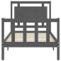 vidaXL Estructura de cama con cabecero madera maciza gris 100x200 cm