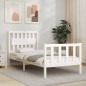 vidaXL Estructura de cama con cabecero madera maciza blanco vidaXL Estructura de cama con cabecero madera maciza blanco