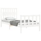 vidaXL Estructura de cama con cabecero madera maciza blanco vidaXL Estructura de cama con cabecero madera maciza blanco