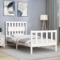 vidaXL Estructura de cama con cabecero madera maciza blanco vidaXL Estructura de cama con cabecero madera maciza blanco