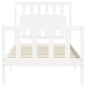 vidaXL Estructura de cama con cabecero madera maciza blanco vidaXL Estructura de cama con cabecero madera maciza blanco