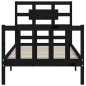 vidaXL Estructura de cama con cabecero madera maciza negro 90x200 cm
