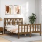 vidaXL Estructura cama y cabecero madera maciza marrón miel 120x200 cm vidaXL Estructura cama y cabecero madera maciza marrón miel 120x200 cm