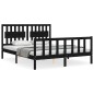 vidaXL Estructura de cama con cabecero madera maciza negro 160x200 cm vidaXL Estructura de cama con cabecero madera maciza negro 160x200 cm