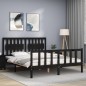 vidaXL Estructura de cama con cabecero madera maciza negro 160x200 cm vidaXL Estructura de cama con cabecero madera maciza negro 160x200 cm