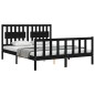 vidaXL Estructura de cama con cabecero madera maciza negro 160x200 cm vidaXL Estructura de cama con cabecero madera maciza negro 160x200 cm