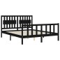 vidaXL Estructura de cama con cabecero madera maciza negro 160x200 cm vidaXL Estructura de cama con cabecero madera maciza negro 160x200 cm