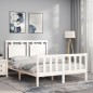 vidaXL Estructura de cama con cabecero madera maciza blanco 140x190 cm