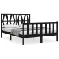 vidaXL Estructura de cama con cabecero madera maciza negro 140x190 cm vidaXL Estructura de cama con cabecero madera maciza negro 140x190 cm