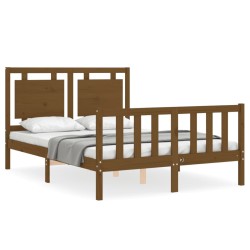vidaXL Estructura cama y cabecero madera maciza marrón miel 120x200 cm
