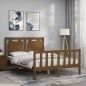 vidaXL Estructura cama y cabecero madera maciza marrón miel 120x200 cm vidaXL Estructura cama y cabecero madera maciza marrón miel 120x200 cm