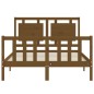 vidaXL Estructura cama y cabecero madera maciza marrón miel 120x200 cm vidaXL Estructura cama y cabecero madera maciza marrón miel 120x200 cm