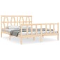 vidaXL Estructura de cama de matrimonio con cabecero madera maciza vidaXL Estructura de cama de matrimonio con cabecero madera maciza