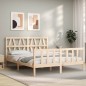 vidaXL Estructura de cama de matrimonio con cabecero madera maciza vidaXL Estructura de cama de matrimonio con cabecero madera maciza