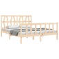 vidaXL Estructura de cama de matrimonio con cabecero madera maciza vidaXL Estructura de cama de matrimonio con cabecero madera maciza