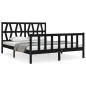 vidaXL Estructura de cama con cabecero madera maciza negro 160x200 cm vidaXL Estructura de cama con cabecero madera maciza negro 160x200 cm