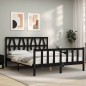 vidaXL Estructura de cama con cabecero madera maciza negro 160x200 cm vidaXL Estructura de cama con cabecero madera maciza negro 160x200 cm