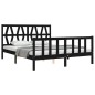 vidaXL Estructura de cama con cabecero madera maciza negro 160x200 cm vidaXL Estructura de cama con cabecero madera maciza negro 160x200 cm