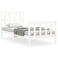 vidaXL Estructura de cama con cabecero madera maciza blanco 100x200 cm vidaXL Estructura de cama con cabecero madera maciza blanco 100x200 cm