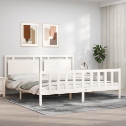 vidaXL Estructura de cama con cabecero madera maciza blanco 200x200 cm