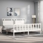 vidaXL Estructura de cama con cabecero madera maciza blanco 200x200 cm vidaXL Estructura de cama con cabecero madera maciza blanco 200x200 cm