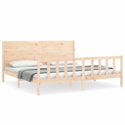 vidaXL Estructura de cama con cabecero madera maciza 200x200 cm