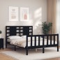 vidaXL Estructura cama de matrimonio con cabecero madera maciza negra