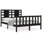 vidaXL Estructura cama de matrimonio con cabecero madera maciza negra