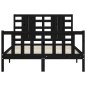 vidaXL Estructura cama de matrimonio con cabecero madera maciza negra
