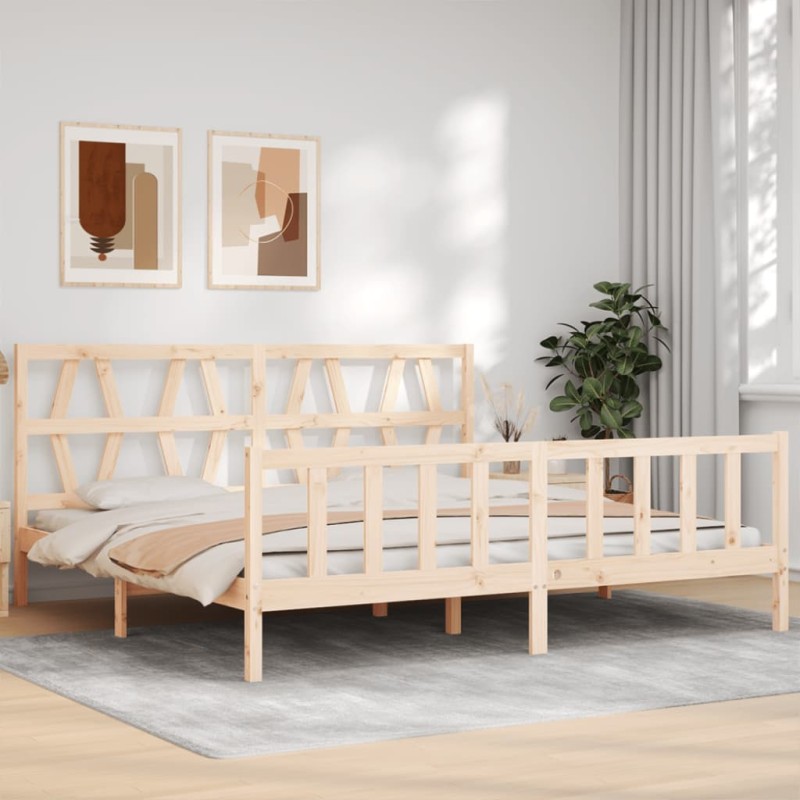 vidaXL Estructura de cama con cabecero madera maciza 200x200 cm vidaXL Estructura de cama con cabecero madera maciza 200x200 cm