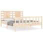 vidaXL Estructura de cama de matrimonio con cabecero madera maciza vidaXL Estructura de cama de matrimonio con cabecero madera maciza