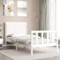 vidaXL Estructura de cama con cabecero madera maciza blanco 90x200 cm vidaXL Estructura de cama con cabecero madera maciza blanco 90x200 cm