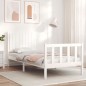 vidaXL Estructura de cama con cabecero madera maciza blanco 90x200 cm vidaXL Estructura de cama con cabecero madera maciza blanco 90x200 cm