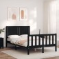 vidaXL Estructura de cama con cabecero madera maciza negro 120x200 cm vidaXL Estructura de cama con cabecero madera maciza negro 120x200 cm