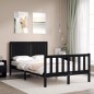 vidaXL Estructura de cama con cabecero madera maciza negro 120x200 cm vidaXL Estructura de cama con cabecero madera maciza negro 120x200 cm