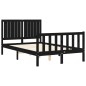 vidaXL Estructura de cama con cabecero madera maciza negro 120x200 cm vidaXL Estructura de cama con cabecero madera maciza negro 120x200 cm
