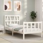 vidaXL Estructura de cama con cabecero madera maciza blanco 90x200 cm
