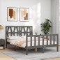 vidaXL Estructura cama de matrimonio con cabecero madera maciza gris vidaXL Estructura cama de matrimonio con cabecero madera maciza gris