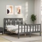 vidaXL Estructura cama de matrimonio con cabecero madera maciza gris vidaXL Estructura cama de matrimonio con cabecero madera maciza gris