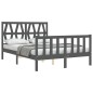 vidaXL Estructura cama de matrimonio con cabecero madera maciza gris vidaXL Estructura cama de matrimonio con cabecero madera maciza gris