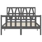 vidaXL Estructura cama de matrimonio con cabecero madera maciza gris vidaXL Estructura cama de matrimonio con cabecero madera maciza gris