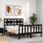 vidaXL Estructura cama de matrimonio con cabecero madera maciza negra
