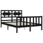 vidaXL Estructura cama de matrimonio con cabecero madera maciza negra