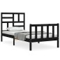 vidaXL Estructura de cama con cabecero madera maciza negro 90x200 cm vidaXL Estructura de cama con cabecero madera maciza negro 90x200 cm