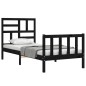 vidaXL Estructura de cama con cabecero madera maciza negro 90x200 cm vidaXL Estructura de cama con cabecero madera maciza negro 90x200 cm