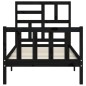 vidaXL Estructura de cama con cabecero madera maciza negro 90x200 cm vidaXL Estructura de cama con cabecero madera maciza negro 90x200 cm