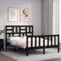 vidaXL Estructura cama de matrimonio con cabecero madera maciza negra vidaXL Estructura cama de matrimonio con cabecero madera maciza negra