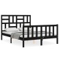 vidaXL Estructura cama de matrimonio con cabecero madera maciza negra vidaXL Estructura cama de matrimonio con cabecero madera maciza negra