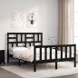 vidaXL Estructura cama de matrimonio con cabecero madera maciza negra vidaXL Estructura cama de matrimonio con cabecero madera maciza negra