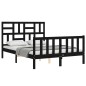 vidaXL Estructura cama de matrimonio con cabecero madera maciza negra vidaXL Estructura cama de matrimonio con cabecero madera maciza negra